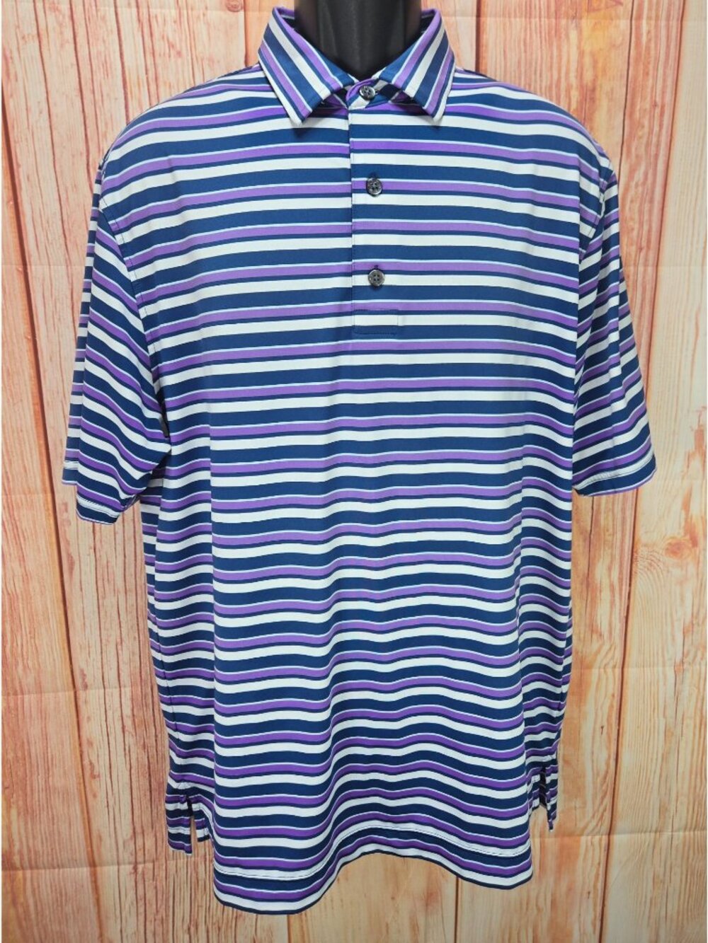 FootJoy Mens Blue & Purple Striped Golf Polo Size Large